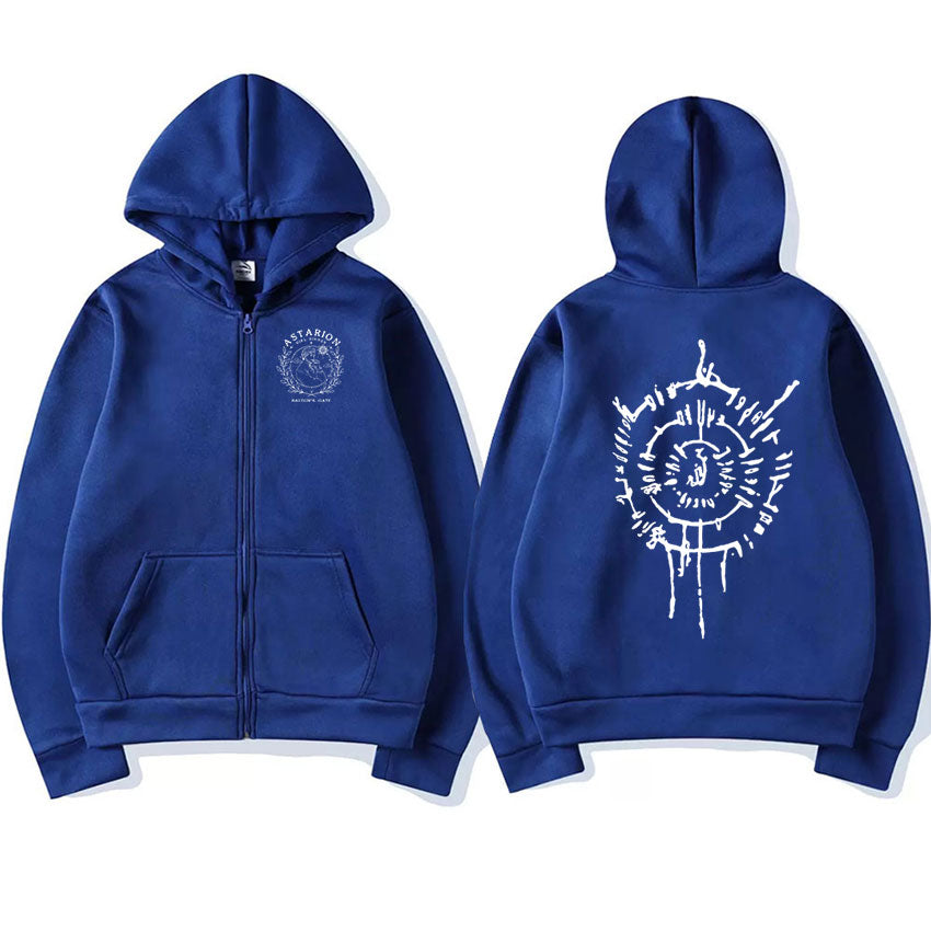 Astarion 2023 Print Zipper Hoodie Men Casual Fashion Oversized Zip Up Sweatshirt Unisex Coats Pullover Hoody Harajuku Streetwear