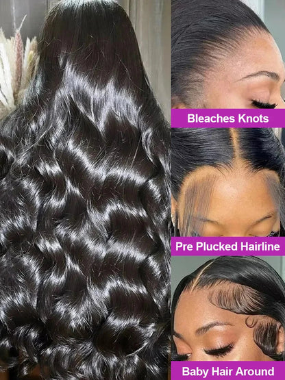 220 Density Body Wave Lace Front Wigs 13x4 13x6 40 Inch Lace Closure Wig 5x5 Gluless Transparent Human Hair Lace Frontal Wigs