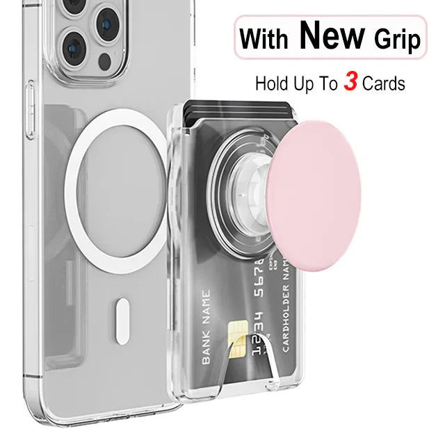 Universal Magnetic Wallet With Expanding Phone Grip,Phone Card Holder Solid SocketWallet For IPhone Samsung Wallets