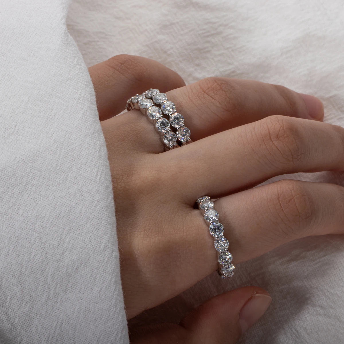 0.5ct Oval Cut Moissanite Wedding Bands 925 Sterling Silver Lab Created Diamond Half Eternity Rings Jewelry Wholesale