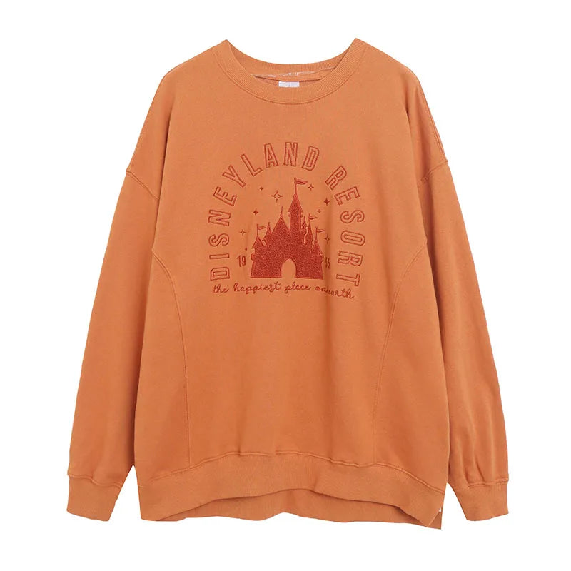 Embroidery Sweatshirt Women O Neck Pullover Tops Female Casual Loose Jumper Oversized Unisex Couple