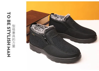 Winter high top men's cotton shoes with thick fleece, warm, waterproof, anti slip, oversized, unisex boots 38-48 boots for men