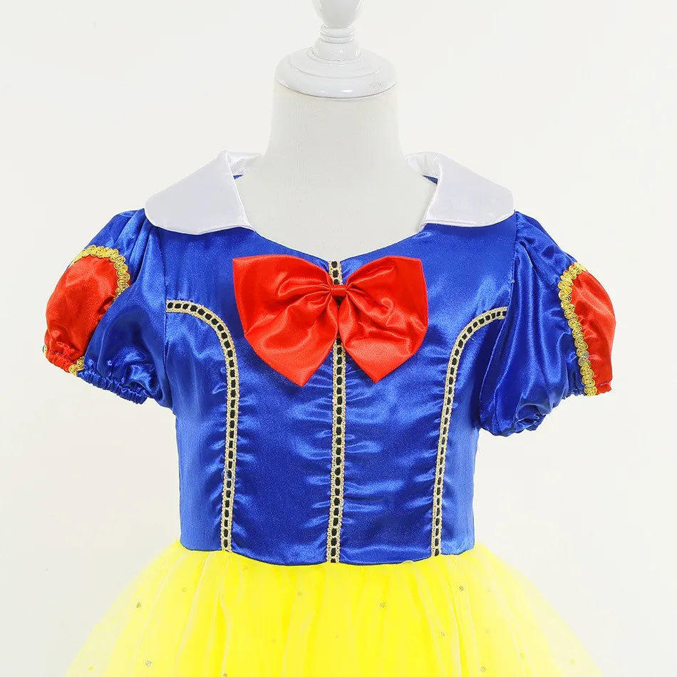 Vestido Laranja Disney Princesa Cosplay de Manga Curta Fofo com Renda para Meninas + Capa + Conjunto de Acessórios Presente de Aniversário