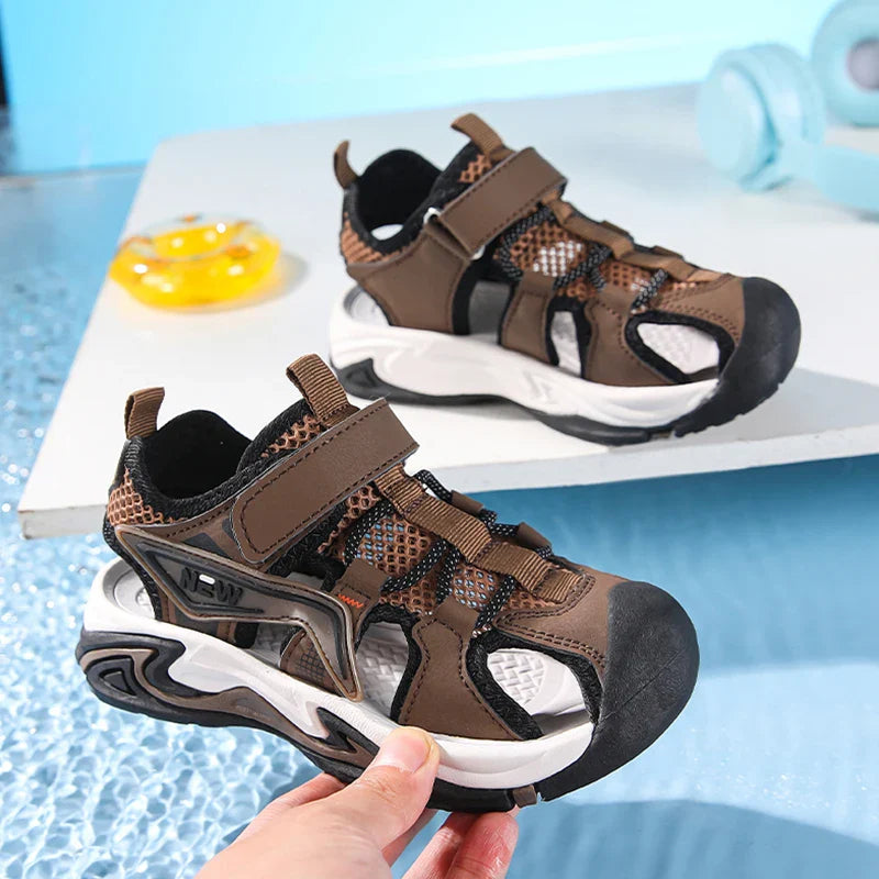 Summer Kids' Sandals Boys' Soft Bottom Casual Beach Shoes Wear-resistant Flat Students Breathable Casual Walking Sandials