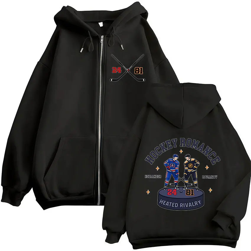 Heated Rivalry Shane Hollander‌ Ilya Rozanov Hollanov 24 81 Merch Zipper Hoodies Men Women Zip Up Sweatshirts Long Sleeve Jacket