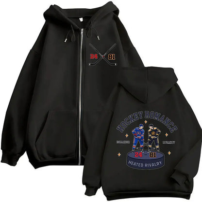 Heated Rivalry Shane Hollander‌ Ilya Rozanov Hollanov 24 81 Merch Zipper Hoodies Men Women Zip Up Sweatshirts Long Sleeve Jacket
