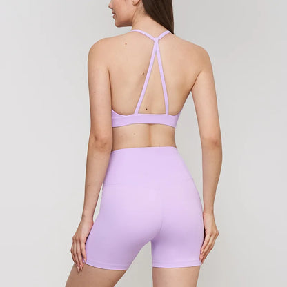 2024 New Yoga Shorts Sets Shockproof Vest High Waist Shorts Breathable Women's Tight Fitting Sports Yoga Sexy Crop Top Gym Set
