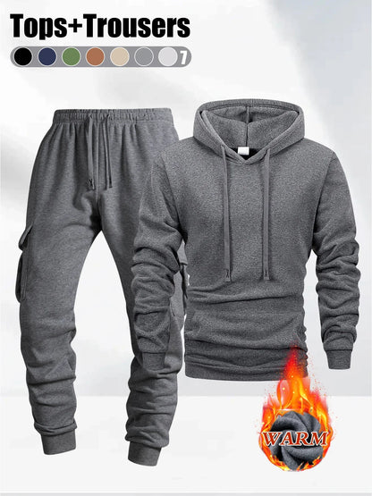 2025 Autumn/Winter Men's jogging Fitness sportswear Set Fashionable Casual Long-sleeved Sweatshirt + Casual Pants 2-piece Sets