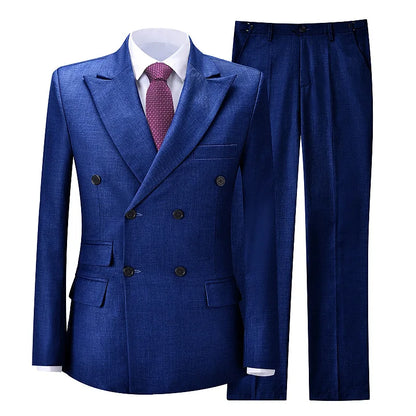 2026 New Men's Suit Business Casual Men's Suit Double Breasted Korean Version Slim Suit Professional Best Man Wedding