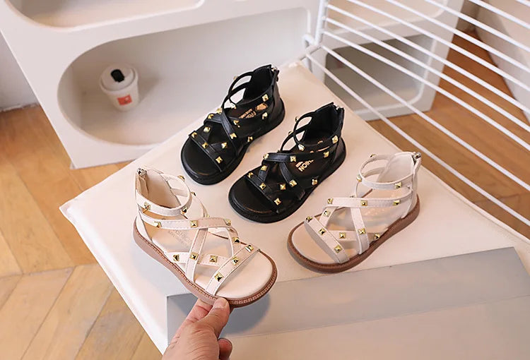 Girls Gladiator Sandals 2026 New Summer Children Fashion Princess High-top Shoes Versatile Kids Causal Beach Holiday Sandals