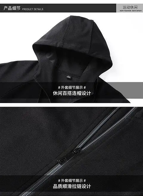 Men Running Sports Tracksuits Hoodies Zipper Outwear Sportwear+Sweatpants Sets Male Workout Sports Outfit Autumn Spring Sets men