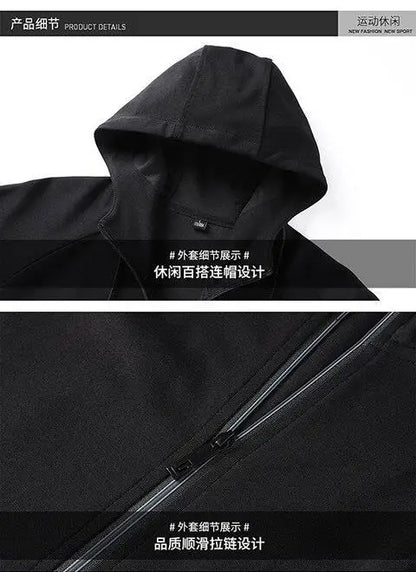 Men Running Sports Tracksuits Hoodies Zipper Outwear Sportwear+Sweatpants Sets Male Workout Sports Outfit Autumn Spring Sets men