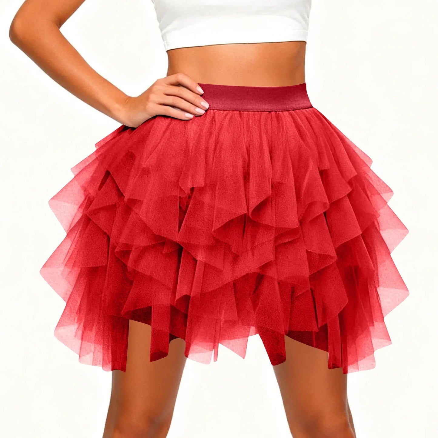 Women's Tulle Tutu Skirt Fashion Solid Color High Waist Mesh Skirt A-line Puff Skirt Cute Cake Skirt Cute Ballet Ball Half Skirt