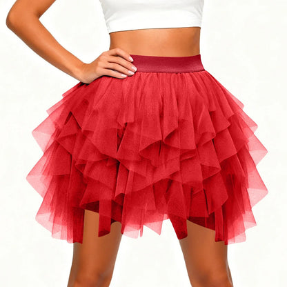 Women's Tulle Tutu Skirt Fashion Solid Color High Waist Mesh Skirt A-line Puff Skirt Cute Cake Skirt Cute Ballet Ball Half Skirt