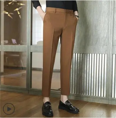 Men Solid Boutique Suits Pants Male Formal Wear Wedding Dress Trousers Quality Men British Style Business Casual Suit Pants 36