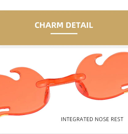 Flame Sunglasses Rimless Personality Colorful Ball Party Sunglasses Candy Hip-hop Fruit One-piece Glasses