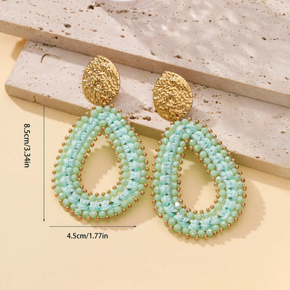 Big Water Drop Shape Drop Earrings For Women Colorful Beads Handmade Threading Crystal Long Earrings Jewelry Gift EA144