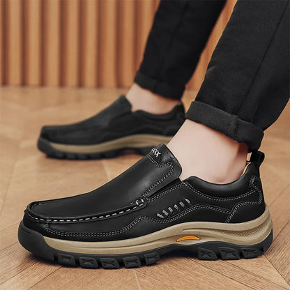 Men's Hand-Stitched Fashion Loafers, Solid Color Low-Top Casual Shoes, Simple Trendy Slip-On Sneakers, Men's Shoes for All Seasons, Daily Office Business Shoes, Large Size Men's Shoes