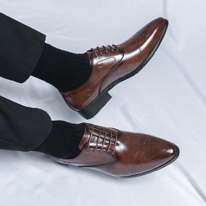 Trend Brogues Casual Business Shoes Men Wedding Pointed Toe Office Formal Social Leather Shoes For Men Trend Men's Dress Shoes