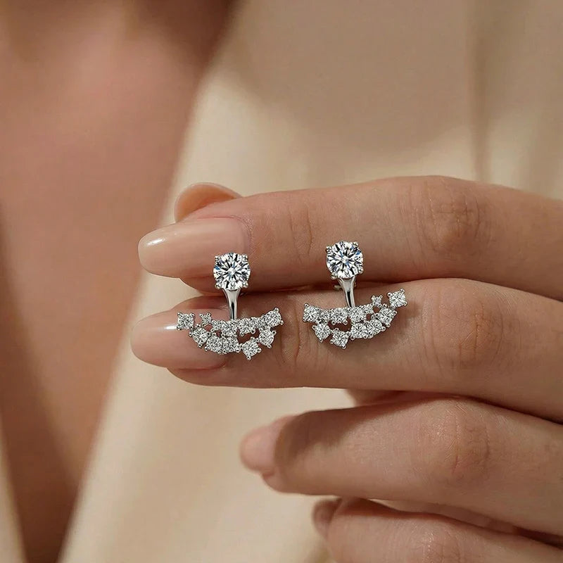 D Vvs1 Test Passed Full Moissanite Stud Earrings for Women Real 925 Silver Sparking Wedding Party Bridal Jewelry Gifts