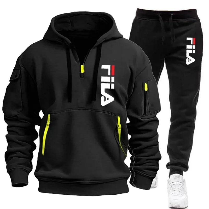 Two sets of 2025 new fashionable men's sportswear, a zippered hooded sweatshirt and sweatpants, for casual fitness and jogging