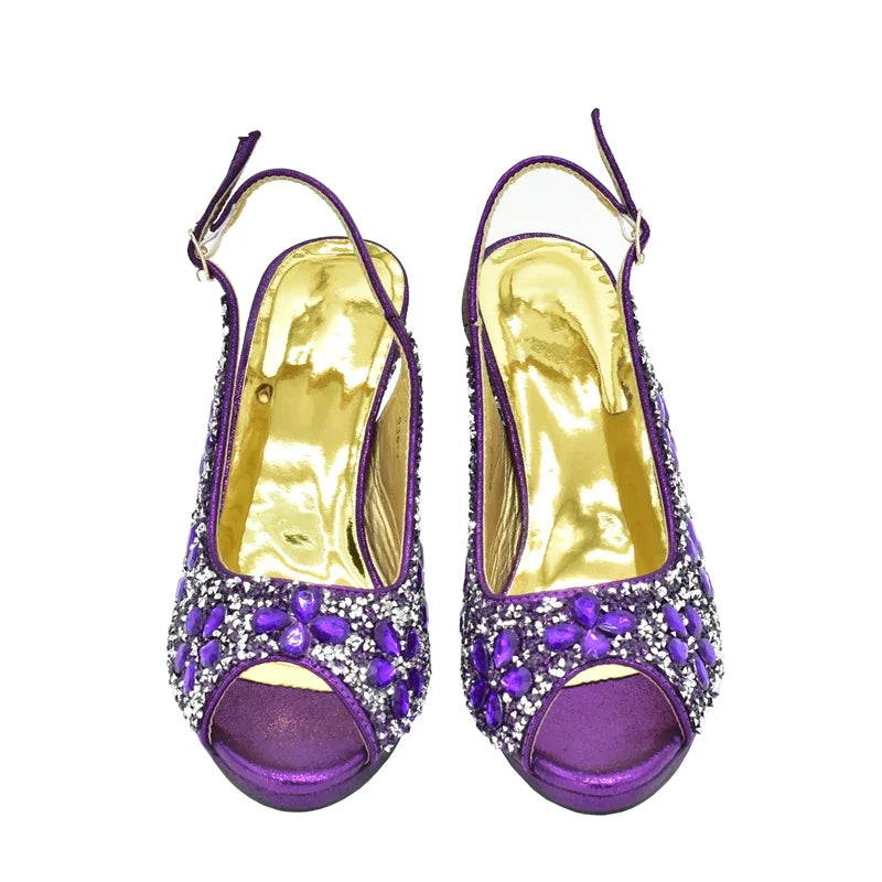 2026 Italian Shoes and Bags Matching Set with Rhinestone Plus Size Shoes Luxury Italian Shoe and Bag Set Wedding Shoes Bride