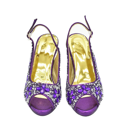 2026 Italian Shoes and Bags Matching Set with Rhinestone Plus Size Shoes Luxury Italian Shoe and Bag Set Wedding Shoes Bride