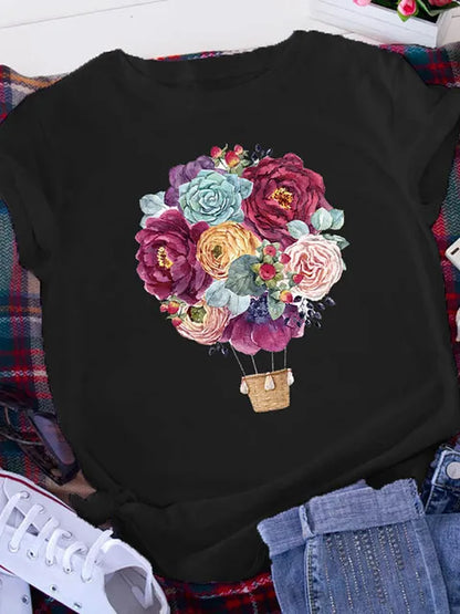 American Retro Letters Love White T-shirt Women Short Sleeve Round Neck Loose Large Size Casual Top Oversized