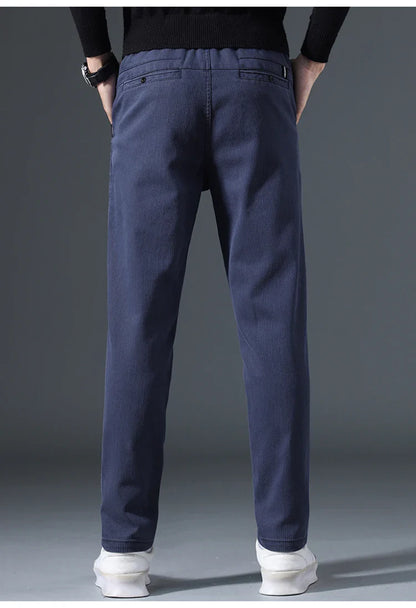 2025 Autumn New Casual Pants Men's Fashion Slim Fit Thick Straight Pants Soft Cotton Retro Style Streetwear Trousers Clothing
