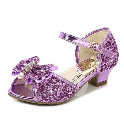 Girls High Heels For Kids Princess Leather Sandals Children Halloween Cosplay Party Wedding Dancing Shoes Fashion Crystal Shoes