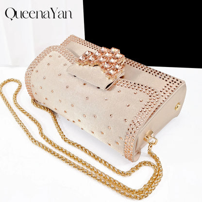Elegant Green Handbag Medium Heel Shoe Set with Exquisite Handmade Metal Decoration Accents for Wedding & Parties