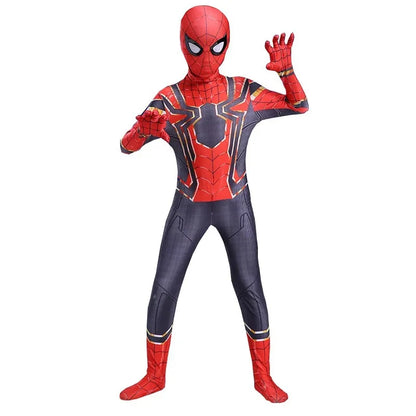 Kids Superhero Spiderman Cosplay Costume Iron Man Black Panther Zentai Jumpsuit Bodysuit Halloween Party Costumes for Boys Girls
