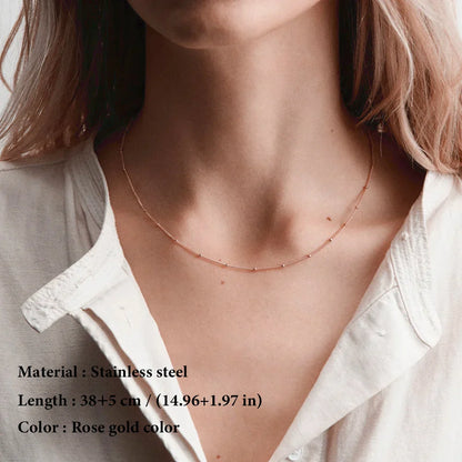 Stainless Steel Chain Necklace for Women Gold Color Thin Choker Bead Chain Necklace Jewelry Wholesale Dropshipping