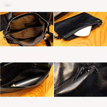 Women's PU Synthetic Leather Large-capacity Handbag Single Shoulder Crossbody Bag Business Office Tote Bag Mother Bag