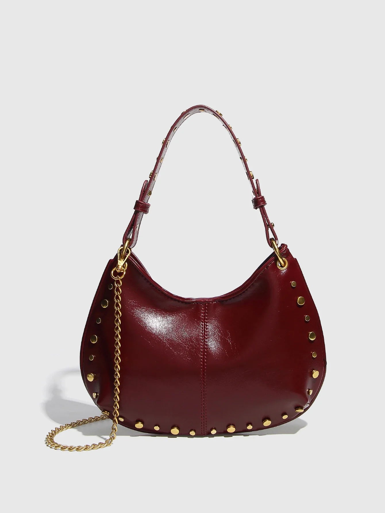 2025 New Fashion Trendy Underarm Bag Riveted Handbag Chain Shoulder Bag Boston Crossbody Bag