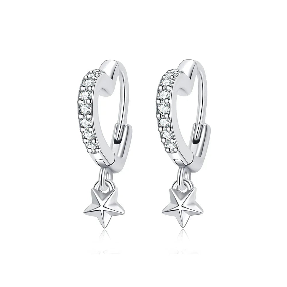 Original 925 Sterling Silver Earrings 2025 Stud Hoop Crystal Earings For Women Rose Gold Crown Heart Infinity Bee Earing Jewelry