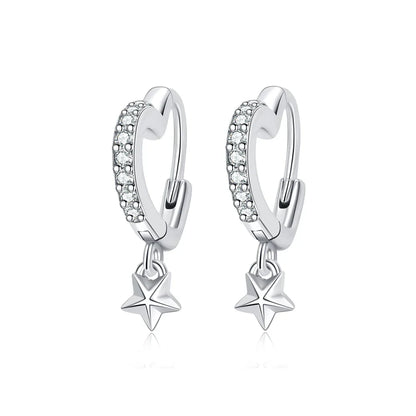 Original 925 Sterling Silver Earrings 2025 Stud Hoop Crystal Earings For Women Rose Gold Crown Heart Infinity Bee Earing Jewelry