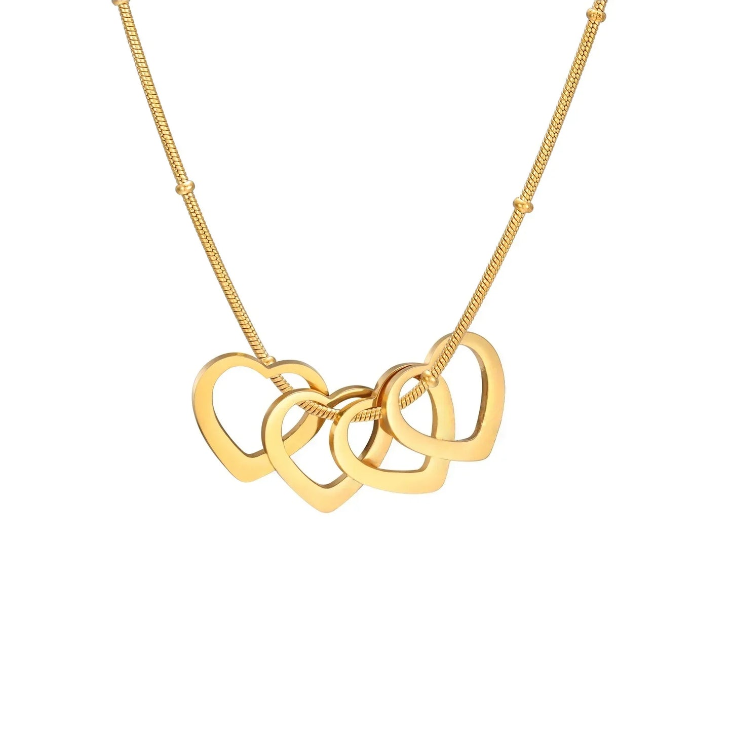 Family Name Necklace With 1-4 Hearts for Mother Custom Mother's Day and Valentine's Day Gift