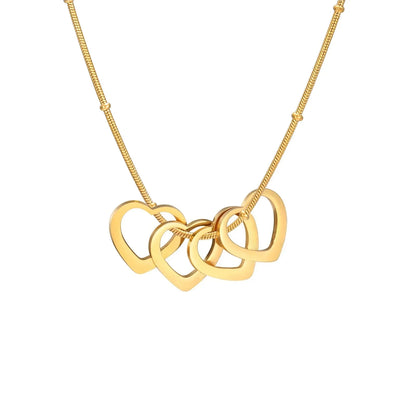 Family Name Necklace With 1-4 Hearts for Mother Custom Mother's Day and Valentine's Day Gift