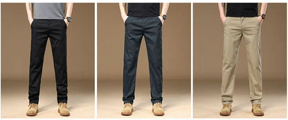 3 Colors Men's Fleece Casual Pants 97% Cotton Warm Velvet Elasticity Business Trousers Straight Fashion Korean Thicken Pants