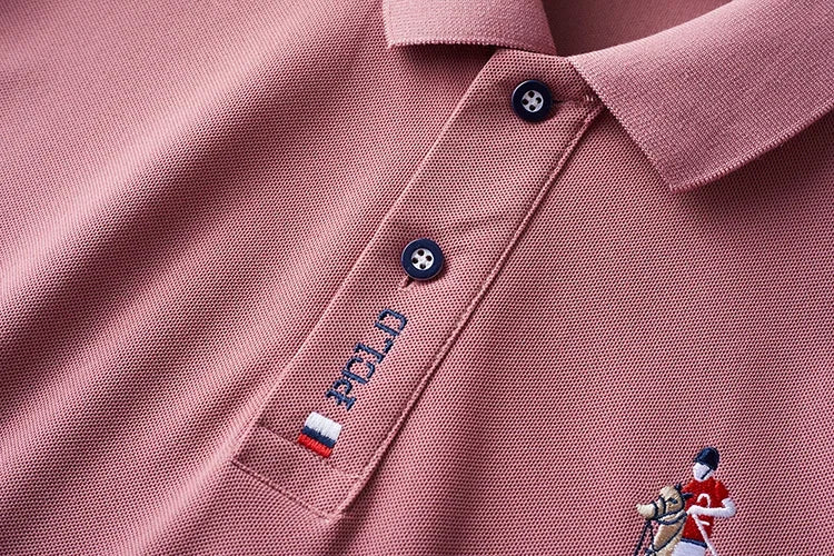 High end brand men's exquisite printed polo shirt short sleeve 2024 summer new cool and comfortable silk casual lapel T-shirt