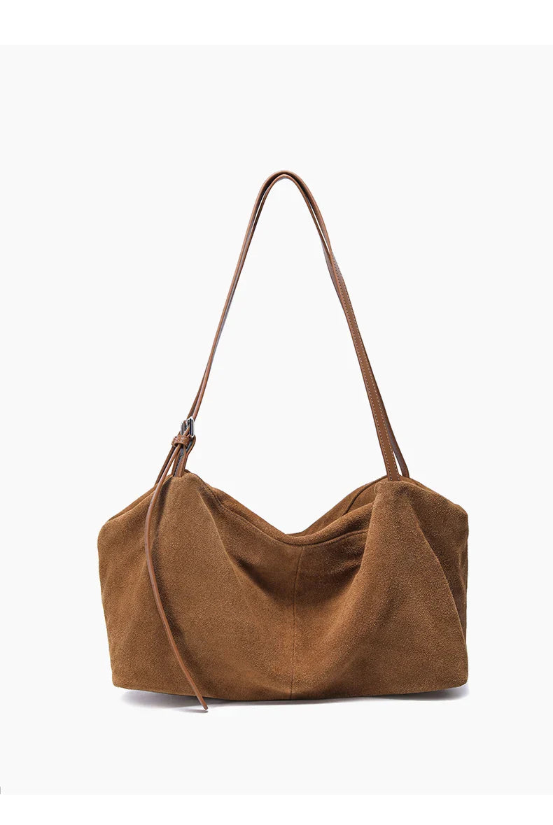 Women's Natural Nuede Genuine Leather Handbags Ladies large capacity Tote Bag Female Design Luxury Commuting Yoga Bag  hobo bag