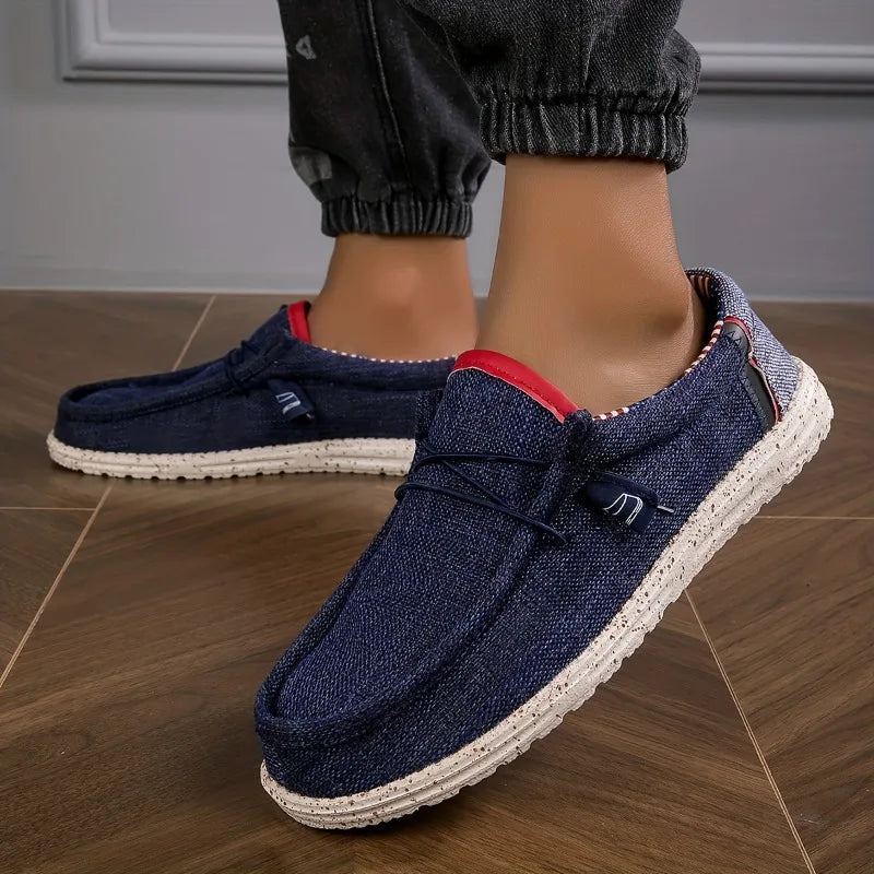 Sapatênis Masculino Lona Loafers Confortável Respirável Sapatos Masculinos Casuais Sapatos de Direção Sapatos Vulcanizados Sapatos Baixos Sapatos de Caminhada Masculinos