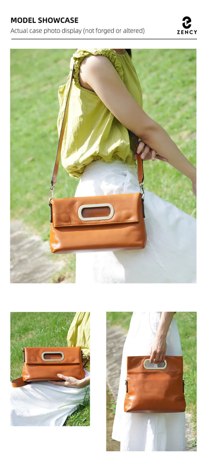 Genuine Leather Vintage Designer Handbag For Women Large Capacity Shoulder Bag New Brown Crossbody Bag Tote Bag Purse 2024
