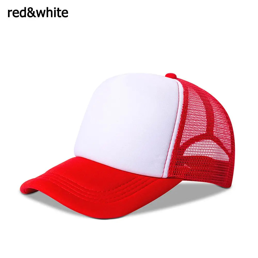 Fashion Unisex Plain Baseball Cap Adjustable Trucker Baseball Cap Snapback Mesh Curved Mens Womens Sun Summer Hat