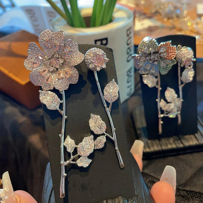 Summer New Women's Personalized Asymmetric Design Retro 3D Flower Earrings Small Design Rose Earrings Female
