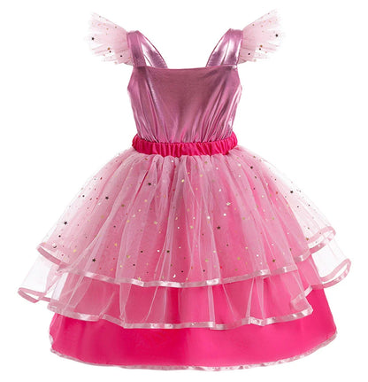 Princess Girls Rosy Movie Tutu Dress for Girl Letter B Birthday Party New Year Christmas Costumes Margot Ken Robbie