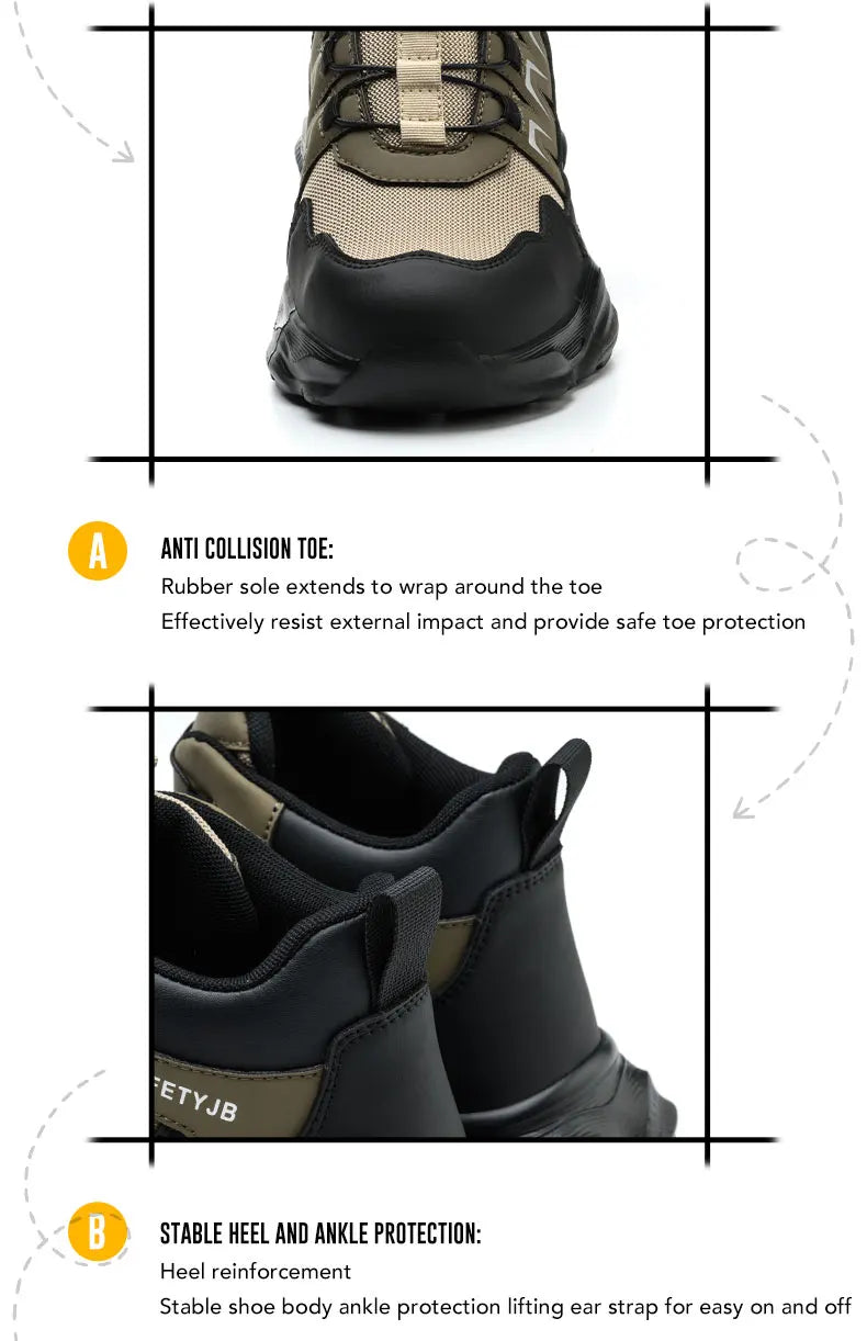 Men's Work Shoes Steel Resistant Anti-Puncture Anti-smash Toe Boots Slip Light Weight Safety Shoes Comfortable Men Shoes 40-46