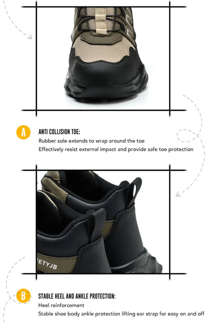 Men's Work Shoes Steel Resistant Anti-Puncture Anti-smash Toe Boots Slip Light Weight Safety Shoes Comfortable Men Shoes 40-46