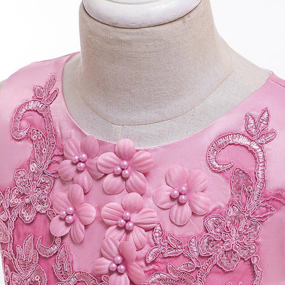 Summer Lace Bow Girls Princess Dress Fisrt Communion Children Pageant Party Dresses Evening Prom Dresses Vestidos Kids Clothes